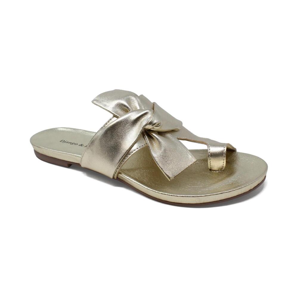 NEW DJANGO & JULIETTE women's jacona slides in pale gold leather